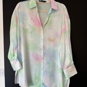 Zara Multicolor Pastel Button Down Shirt